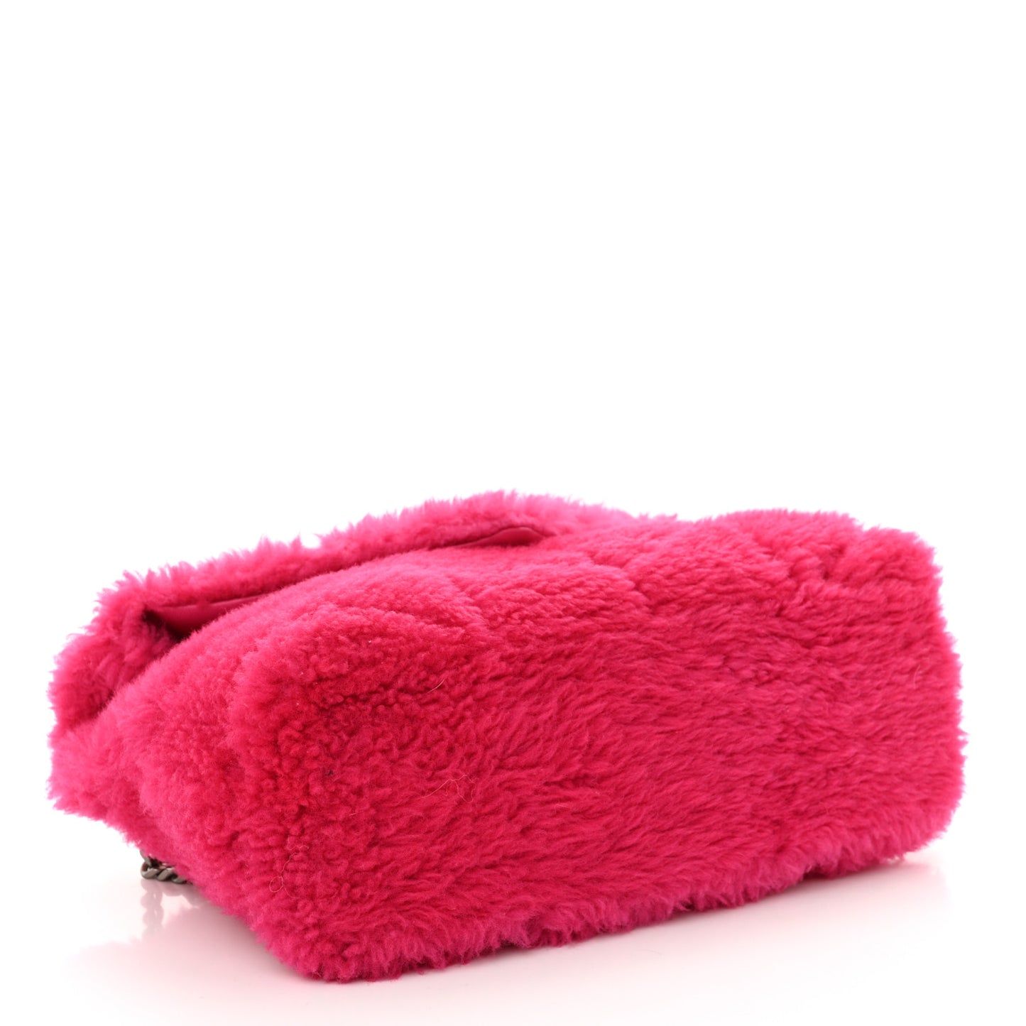 Merino Shearling Lambskin Quilted Small Loulou Puffer Monogram Chain Satchel Fuchsia