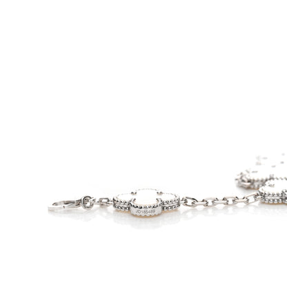 Van Cleef & Arpels 18K White Gold Mother of Pearl 5 Motifs Vintage Alhambra Bracelet 3 of 5