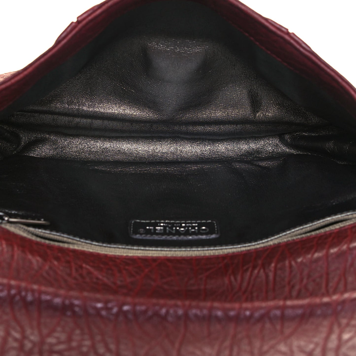 Distressed Lambskin Lady Braid Flap Burgundy