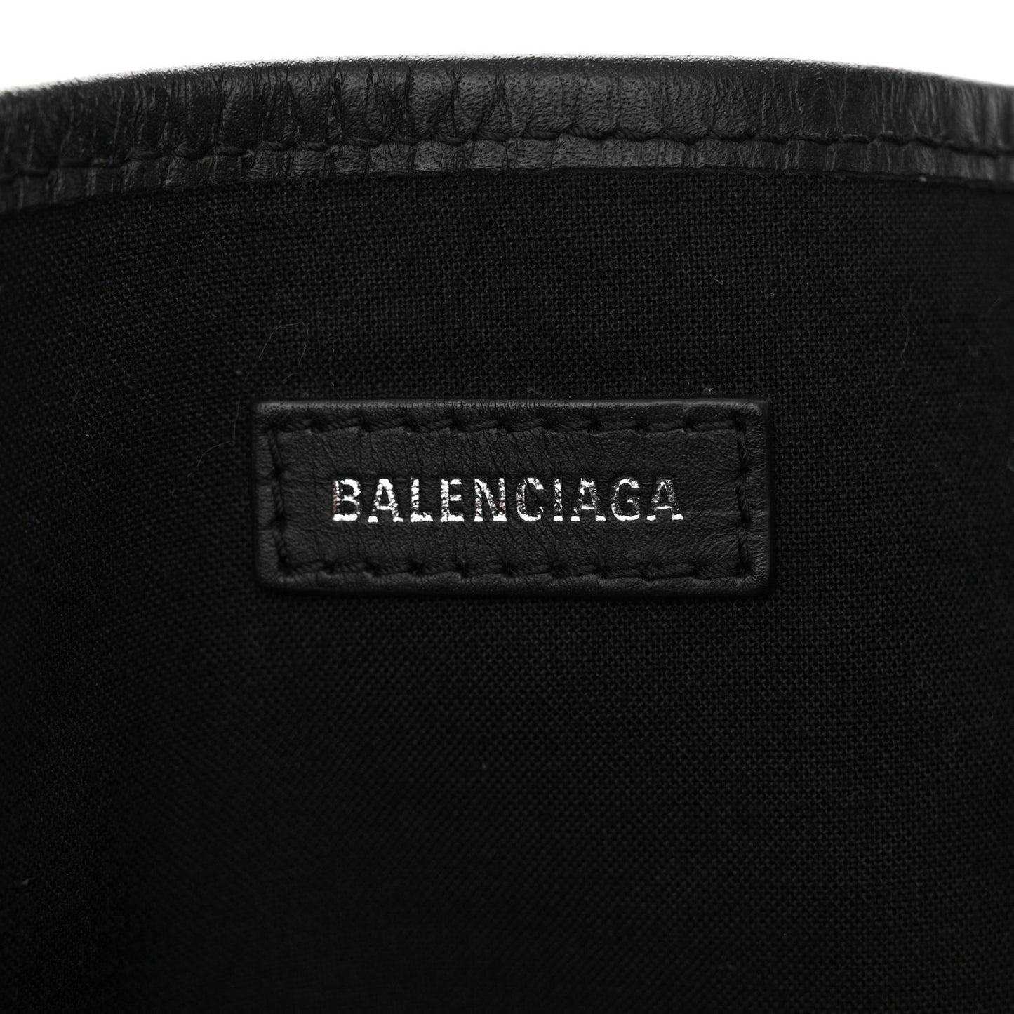 Cotton Canvas Calfskin M Navy Cabas Black White
