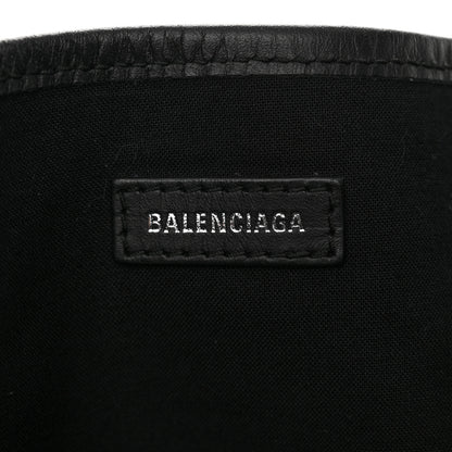 Balenciaga Cotton Canvas Calfskin M Navy Cabas Black White 6 of 16