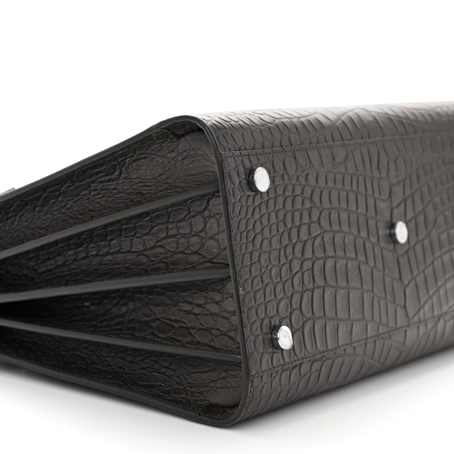 Saint Laurent Calfskin Crocodile Embossed Small Sac De Jour Coal 8 of 9