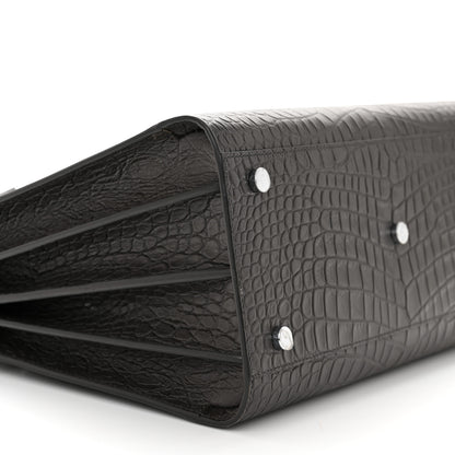 Saint Laurent Calfskin Crocodile Embossed Small Sac De Jour Coal 8 of 9