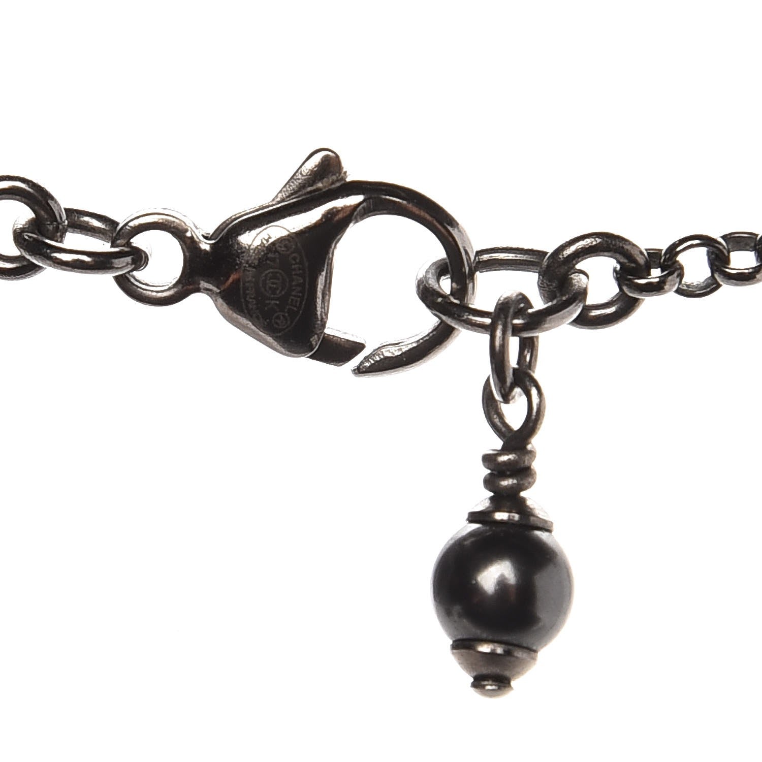 Chanel Ruthenium Crystal CC Necklace Iridescent Purple 5 of 5