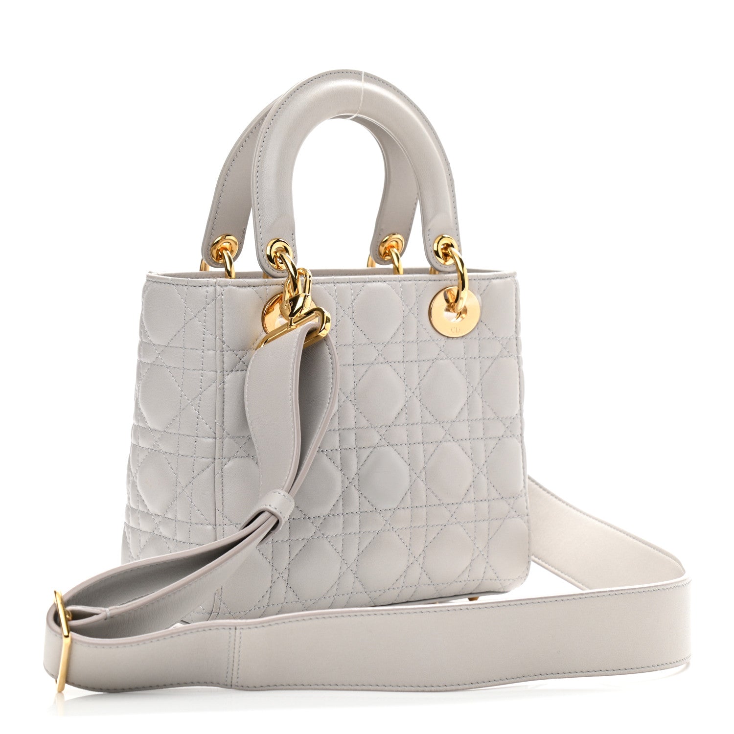 Christian Dior Lambskin Cannage Small Lady Dior Grey 2 of 11