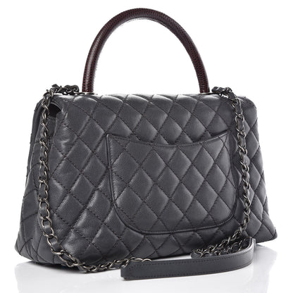 Chanel Caviar Lizard Quilted Small Coco Handle Flap Dark Grey 3 of 11