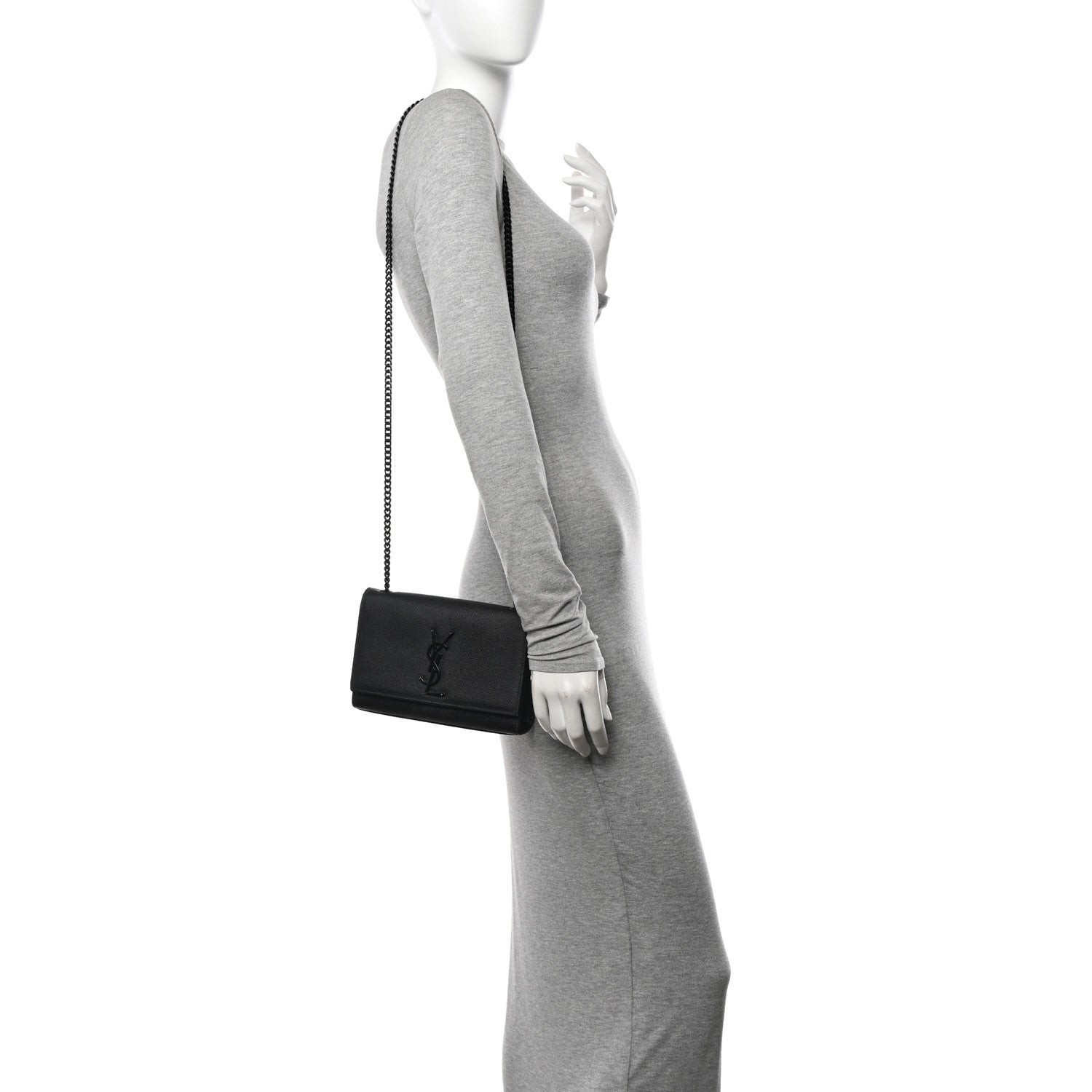 Saint Laurent Grain De Poudre Small Monogram Monochrome Kate Satchel Black 2 of 22