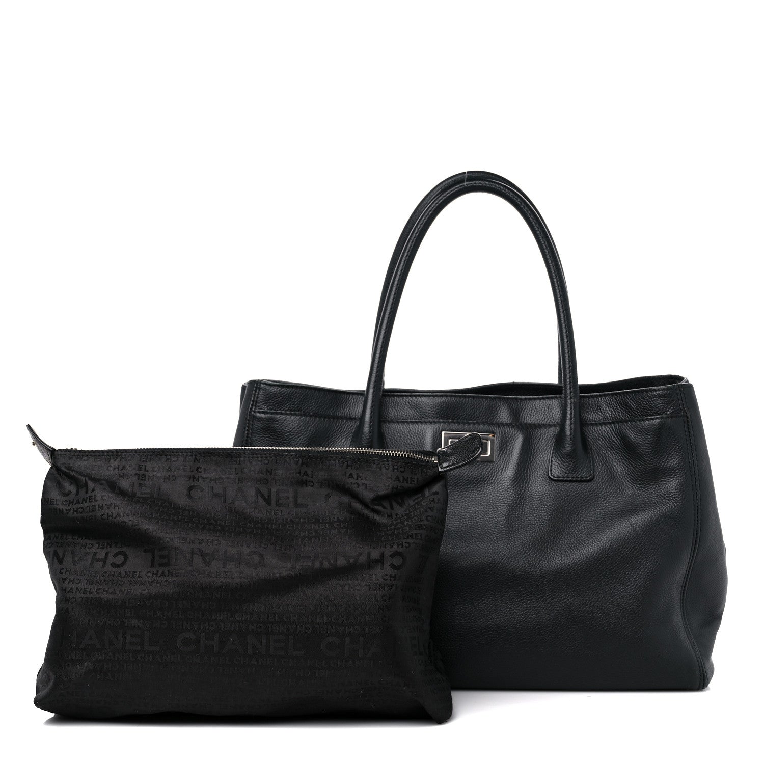 Chanel Calfskin Mademoiselle Lock Cerf Executive Shopper Tote Black 1 of 22