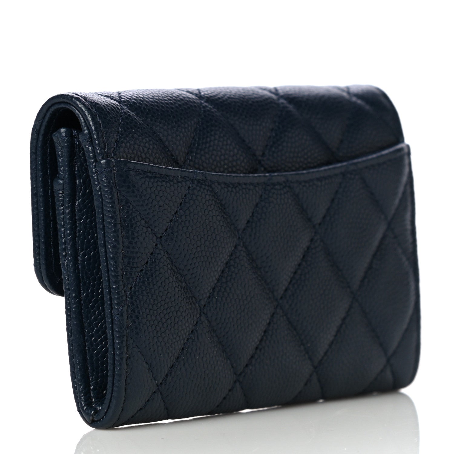 Chanel Caviar Quilted Flap Card Holder Wallet Navy Blue 3 of 11