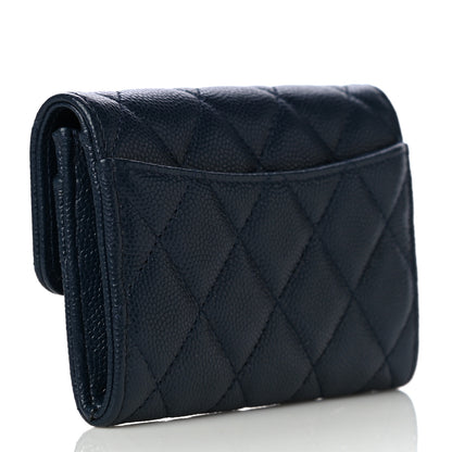 Chanel Caviar Quilted Flap Card Holder Wallet Navy Blue 3 of 11