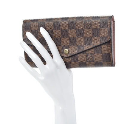 Louis Vuitton Damier Ebene Sarah Wallet NM Rose Ballerine 2 of 9