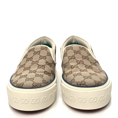Gucci GG Monogram Womens 1977 Tennis Slip On 30mm Sneakers 39 Beige Ebony Mystic White 2 of 7