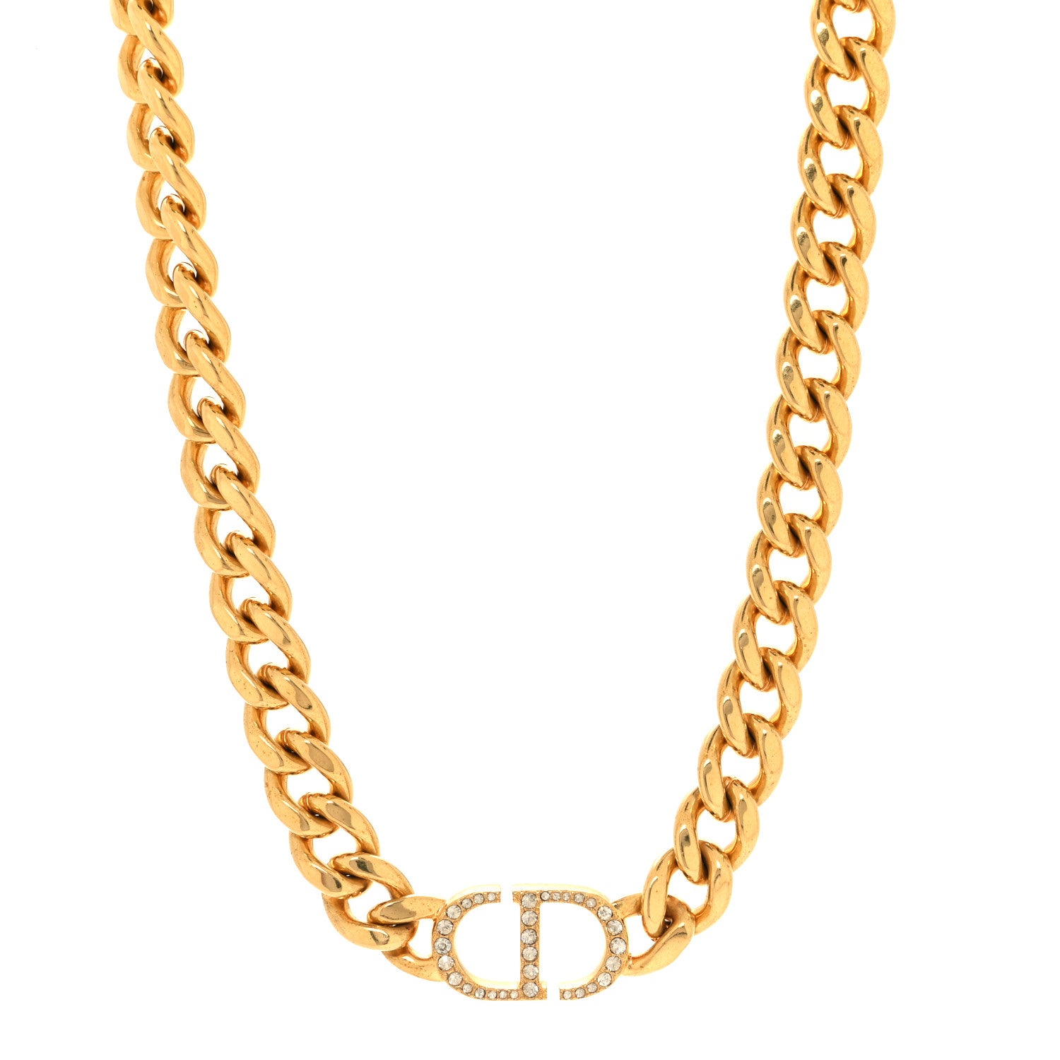 Christian Dior Metal Crystal 30 Montaigne Necklace Gold 1 of 6