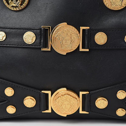 Versace Calfskin Medallion Tribute Bowling Bag Black 19 of 19