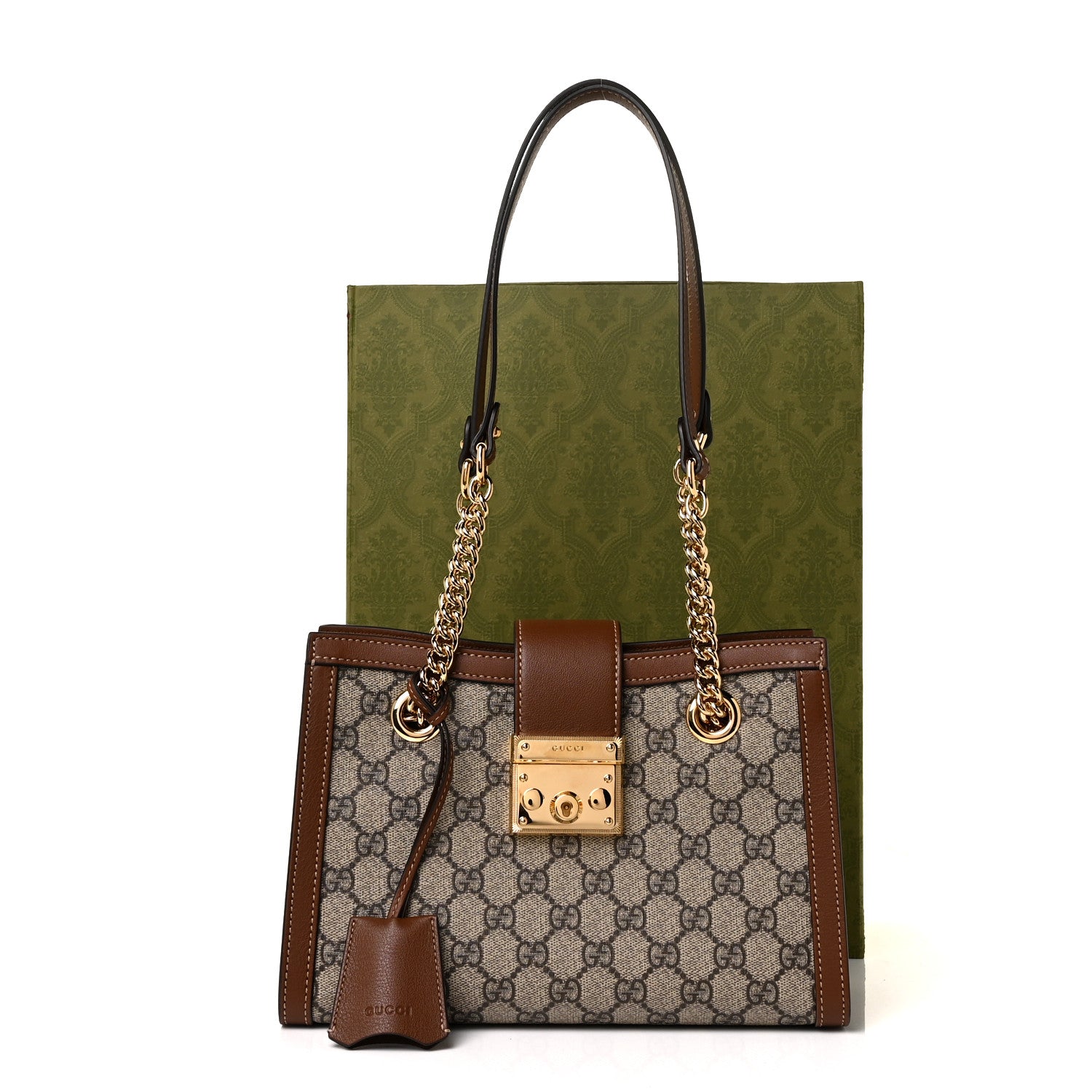 Gucci GG Supreme Monogram Calfskin Small Padlock Tote Beige Ebony Tuscany 10 of 10