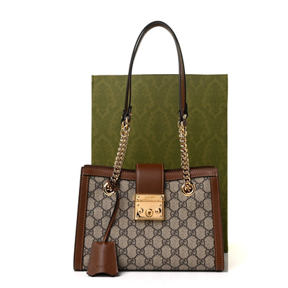 Gucci GG Supreme Monogram Calfskin Small Padlock Tote Beige Ebony Tuscany 10 of 10