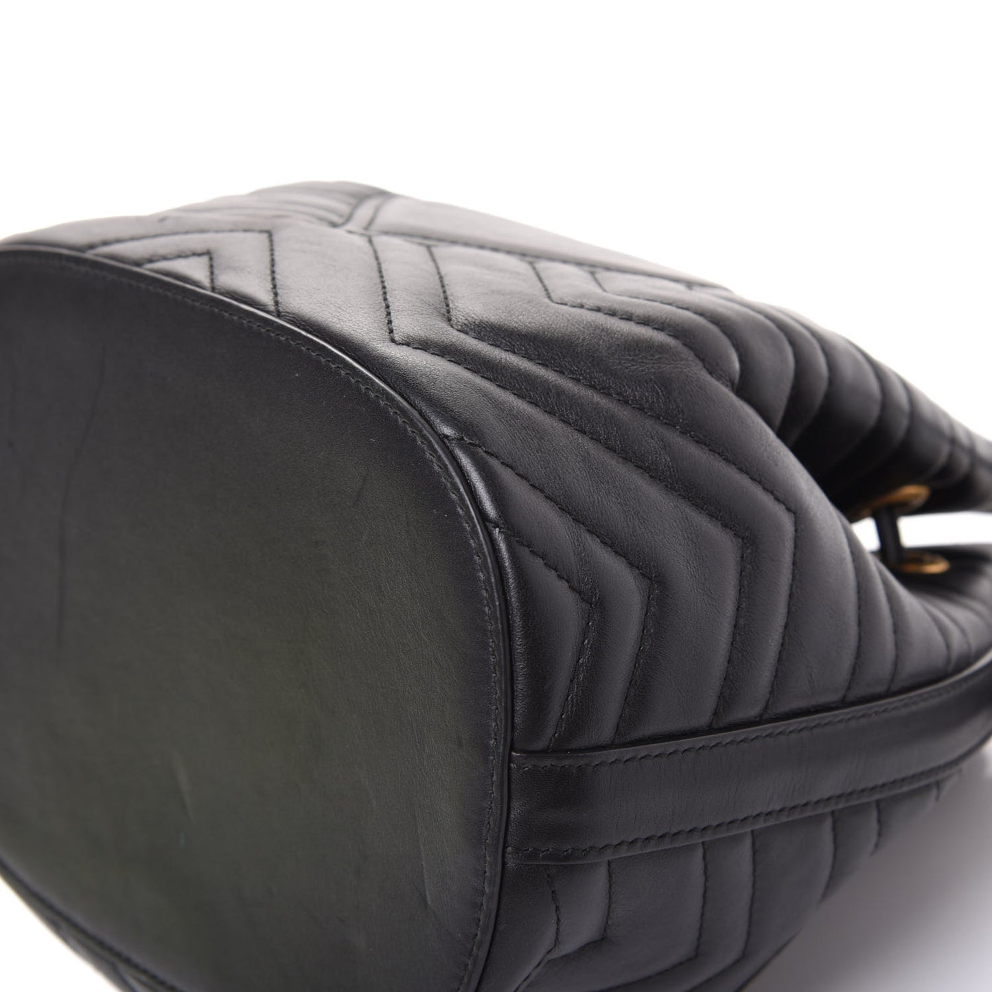 Calfskin Matelasse Sylvie Web GG Marmont Bucket Bag Black