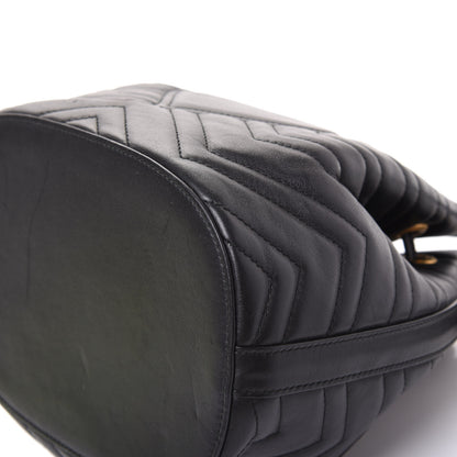 Gucci Calfskin Matelasse Sylvie Web GG Marmont Bucket Bag Black 8 of 11