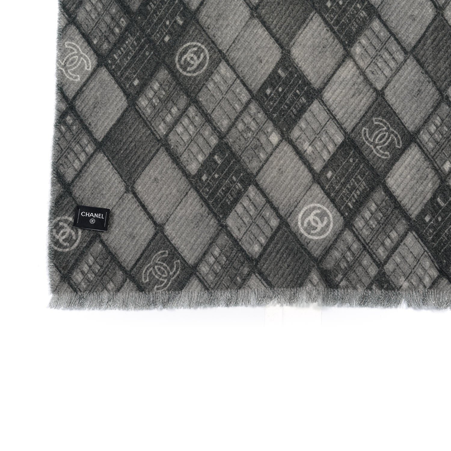 Chanel Cashmere CC Scarf Grey 3 of 4