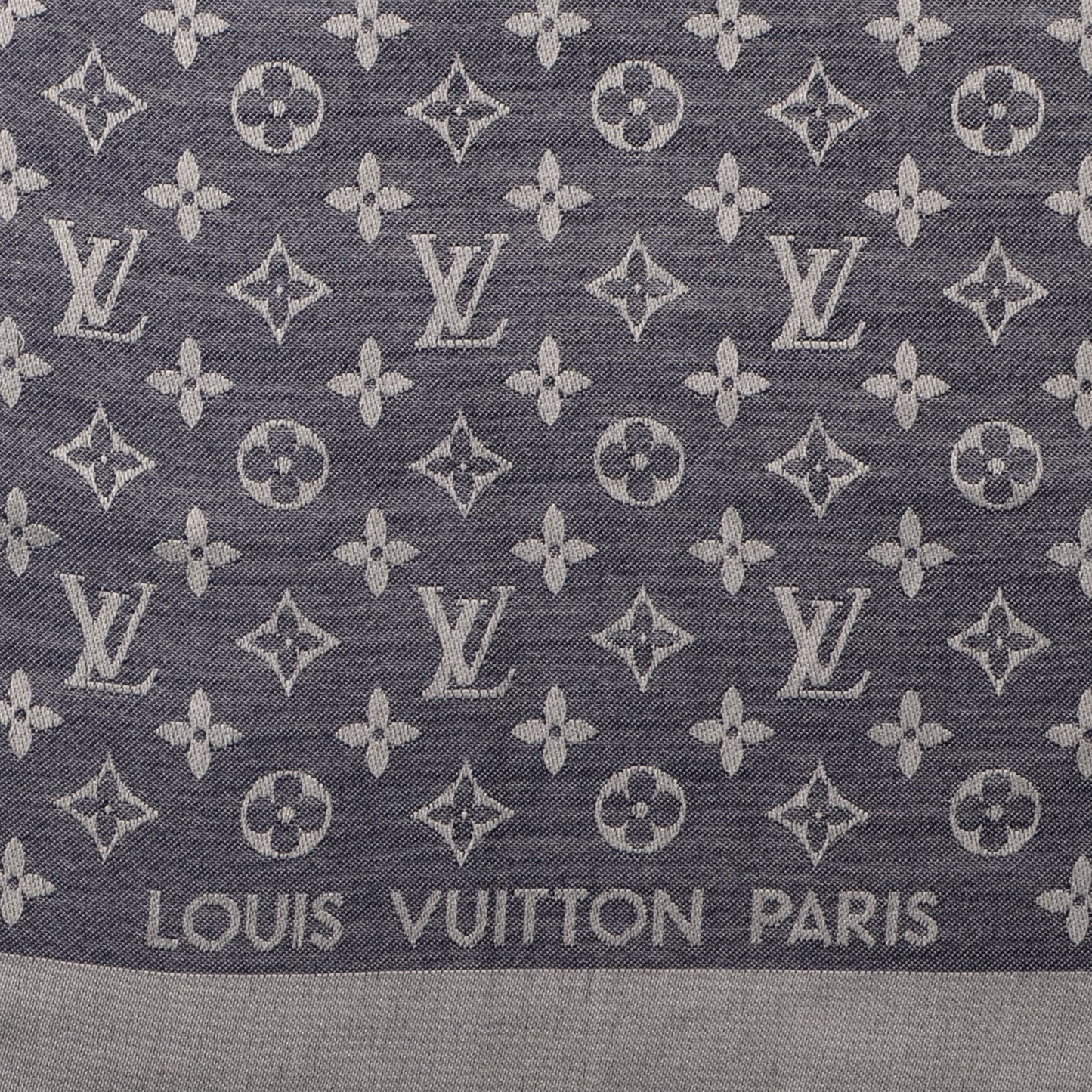 Silk Wool Monogram Denim Shawl Blue