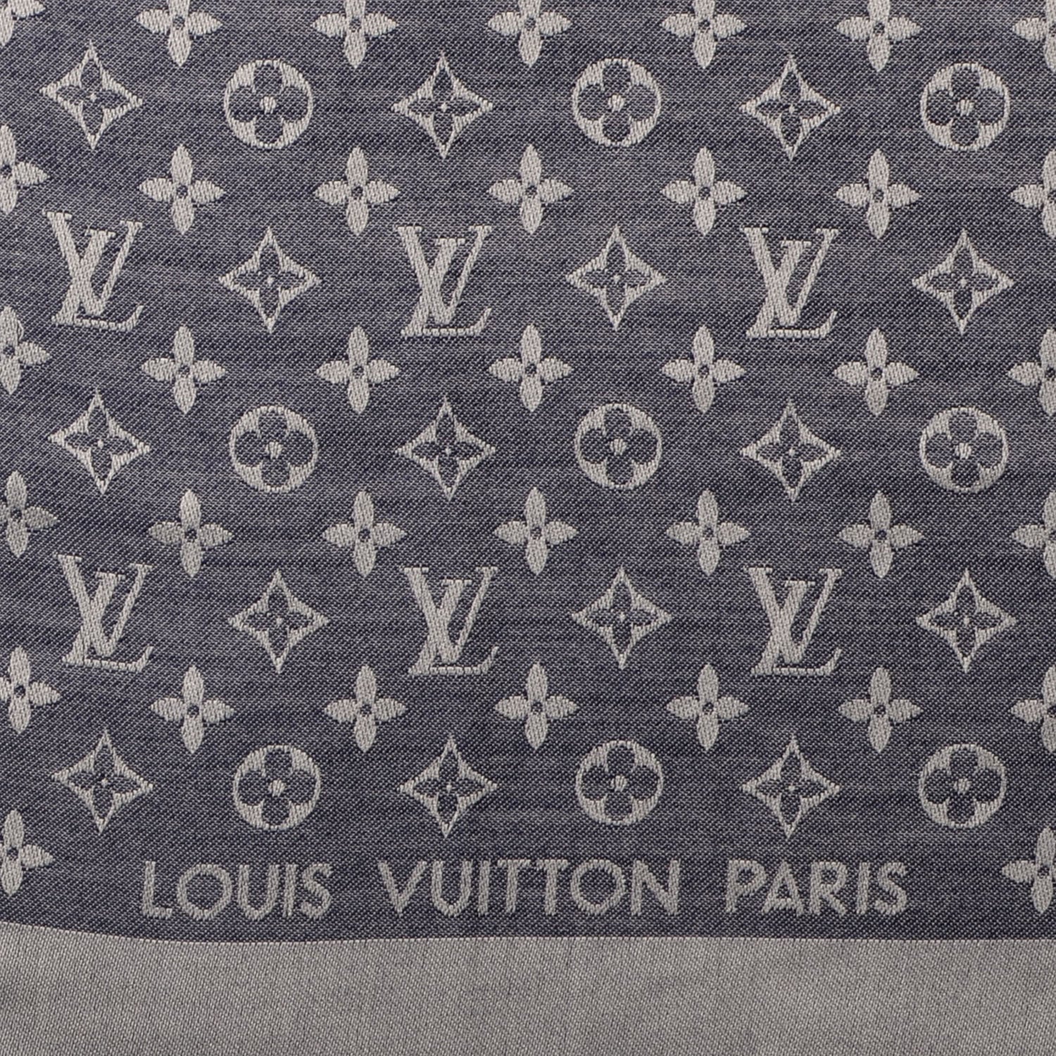 Louis Vuitton Silk Wool Monogram Denim Shawl Blue 4 of 5