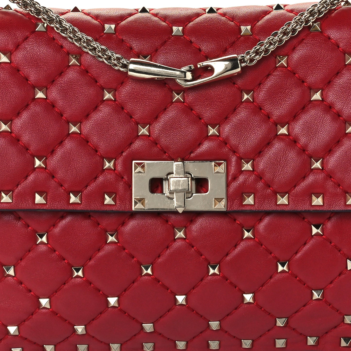 Nappa Medium Rockstud Spike Shoulder Bag Rosso Valentino