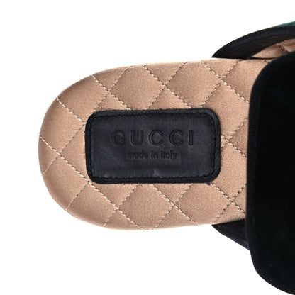 Gucci Velvet Crystal Snake Embroidered Womens Slippers 38 Dark Green 8 of 12