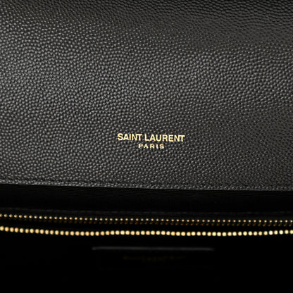 Saint Laurent Grain De Poudre Textured Mixed Matelasse Large Triquilt Monogram Satchel Black 5 of 10