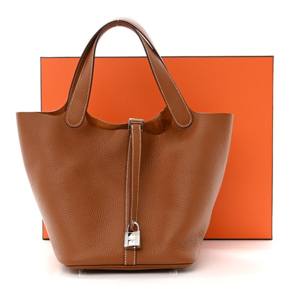 Hermes Taurillon Clemence Picotin Lock 22 MM Gold 11 of 11