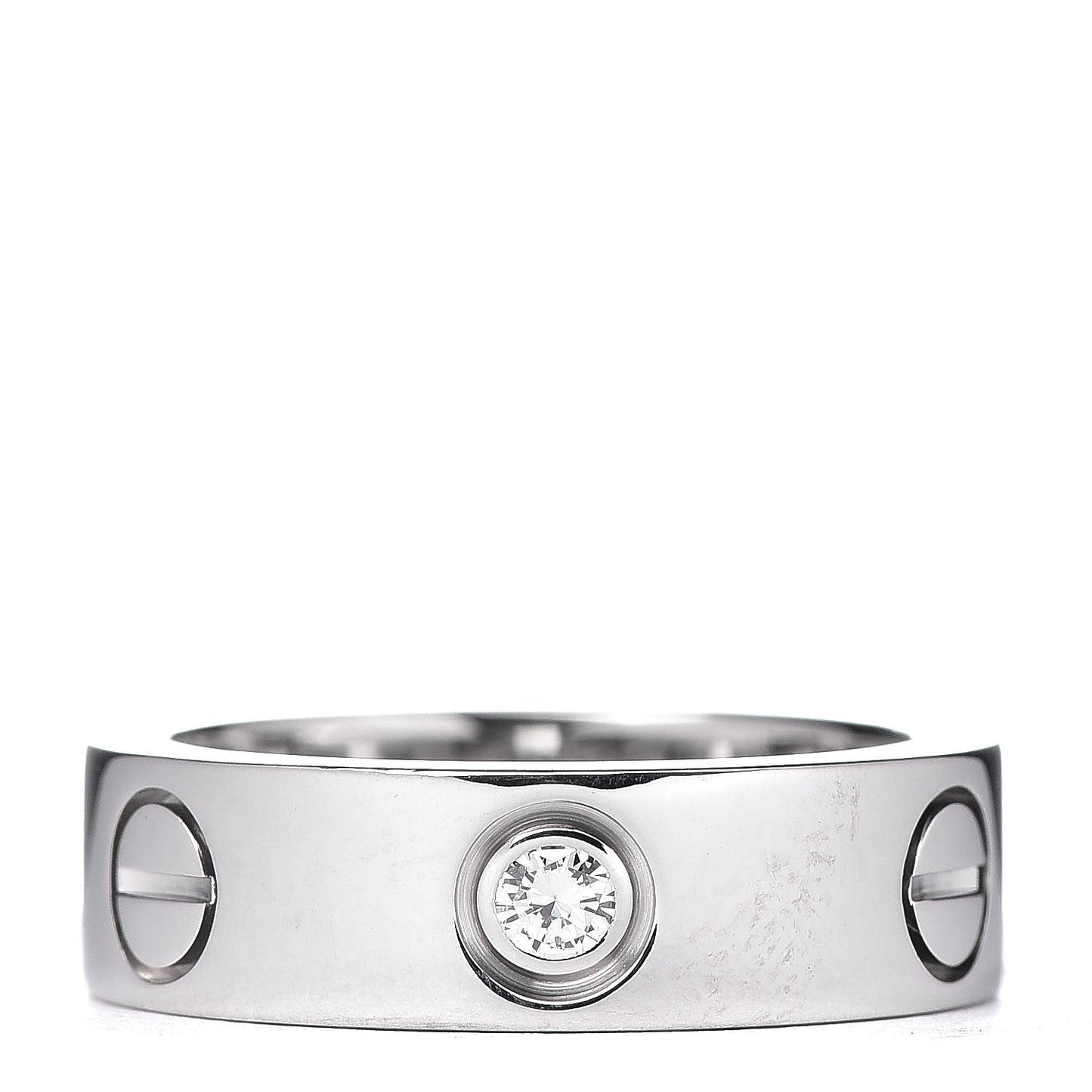 18K White Gold 3 Diamond 5.5mm LOVE Ring 49 4.75