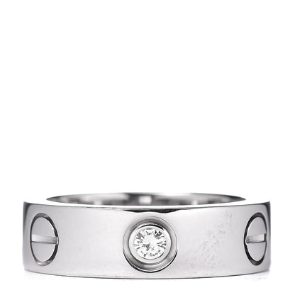 Cartier 18K White Gold 3 Diamond 5.5mm LOVE Ring 49 4.75 1 of 7