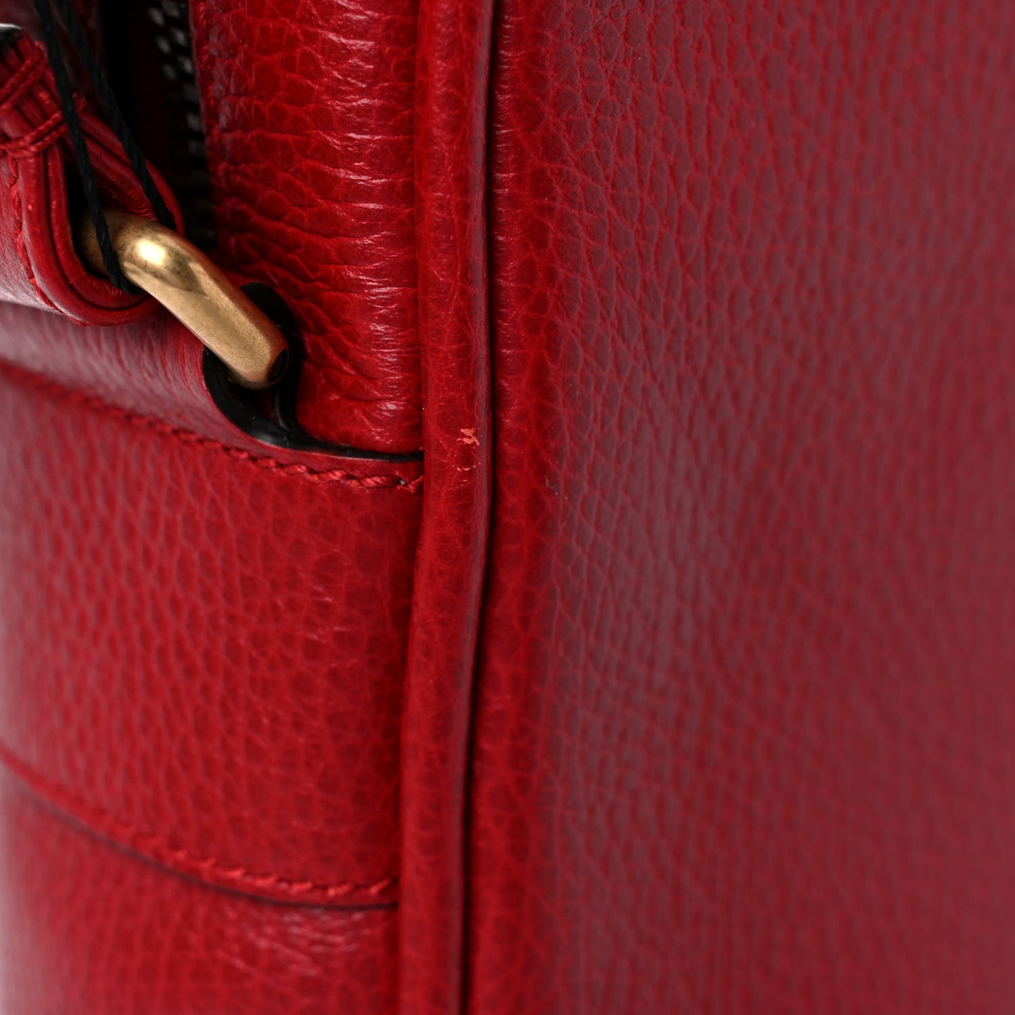 Grained Calfskin Logo Messenger Bag Hibiscus Red