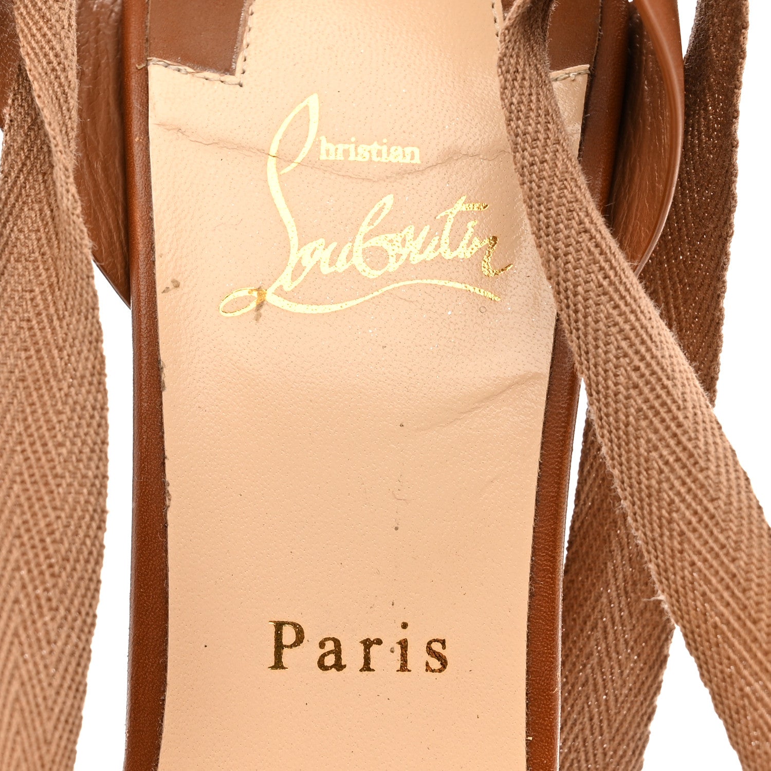 Christian Louboutin Shiny Calfskin Tribuli 140 Wedge Sandals 39 Fauve 7 of 8