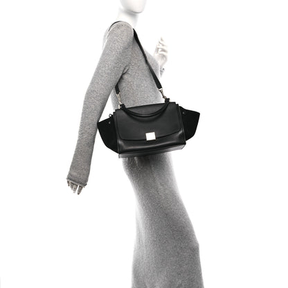 Celine Drummed Calfskin Suede Trapeze Black 3 of 17