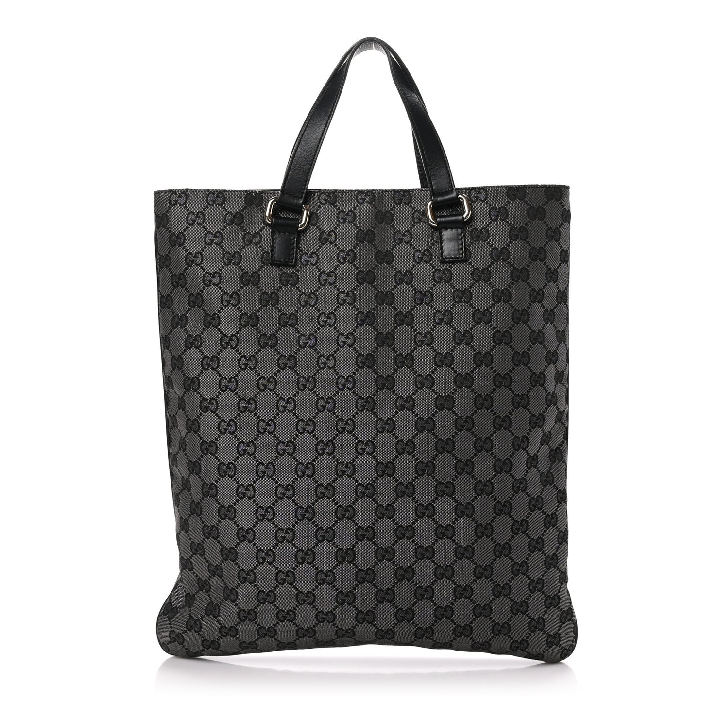 Calfskin Canvas Monogram Flat Vertical Tote Black