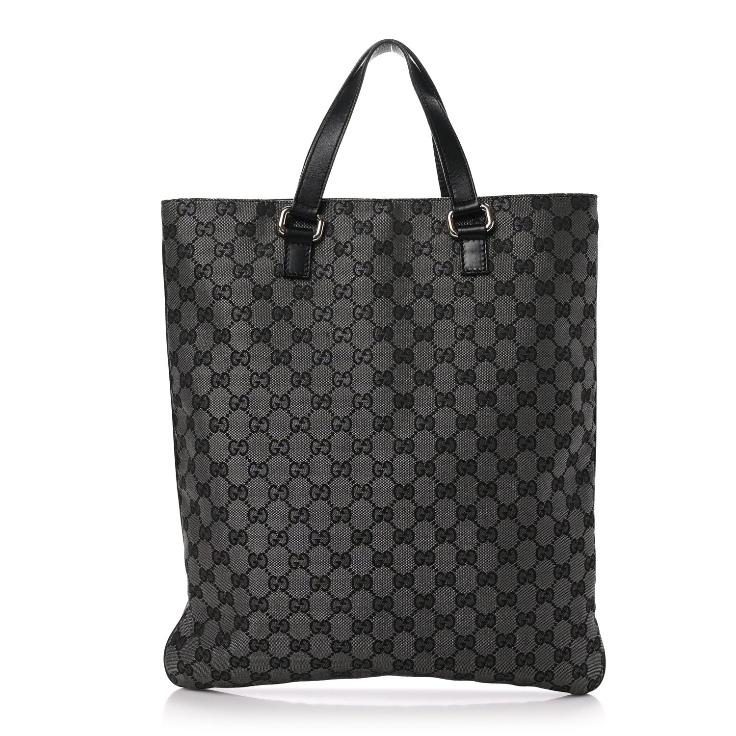 Gucci Calfskin Canvas Monogram Flat Vertical Tote Black 1 of 9