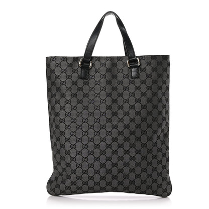 Gucci Calfskin Canvas Monogram Flat Vertical Tote Black 1 of 9