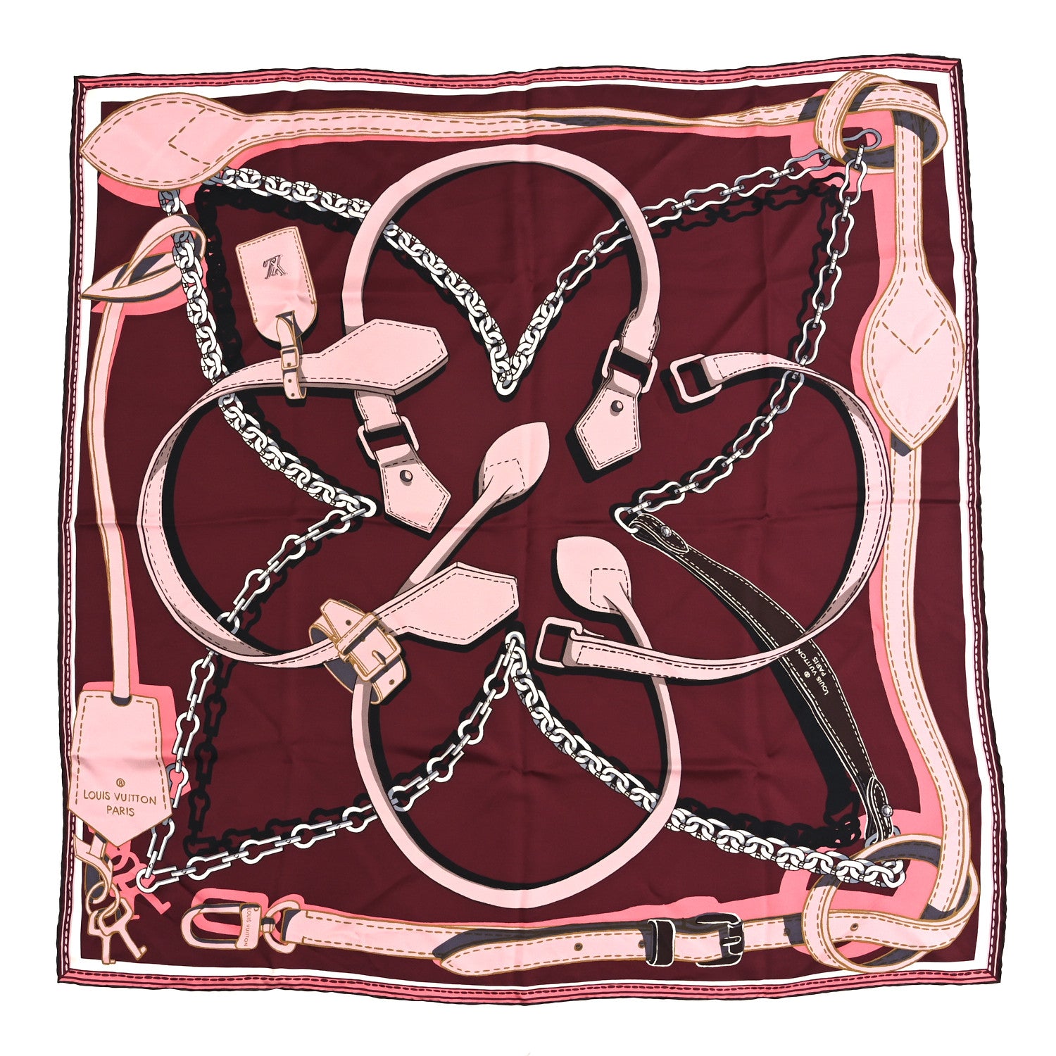 Louis Vuitton Silk Square Handle Me Scarf Bordeaux 1 of 3