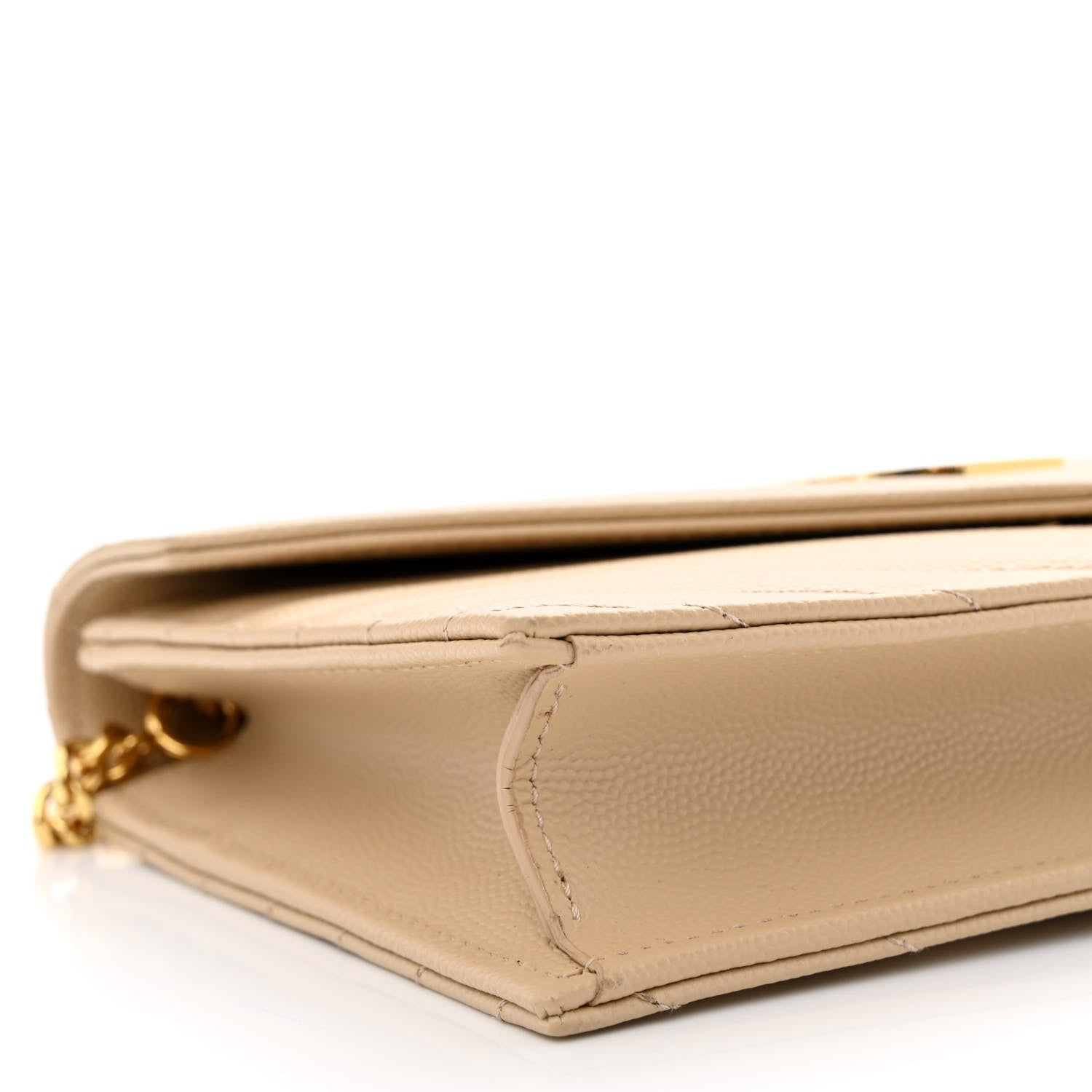 Saint Laurent Grain De Poudre Matelasse Chevron Monogram Envelope Chain Wallet Nude Powder 9 of 10