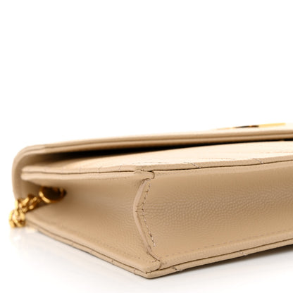 Saint Laurent Grain De Poudre Matelasse Chevron Monogram Envelope Chain Wallet Nude Powder 9 of 10