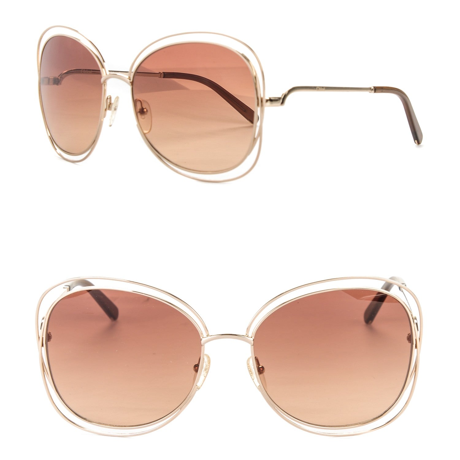 Chloe Oversize Round Carlina Sunglasses CE119S Gold 1 of 4
