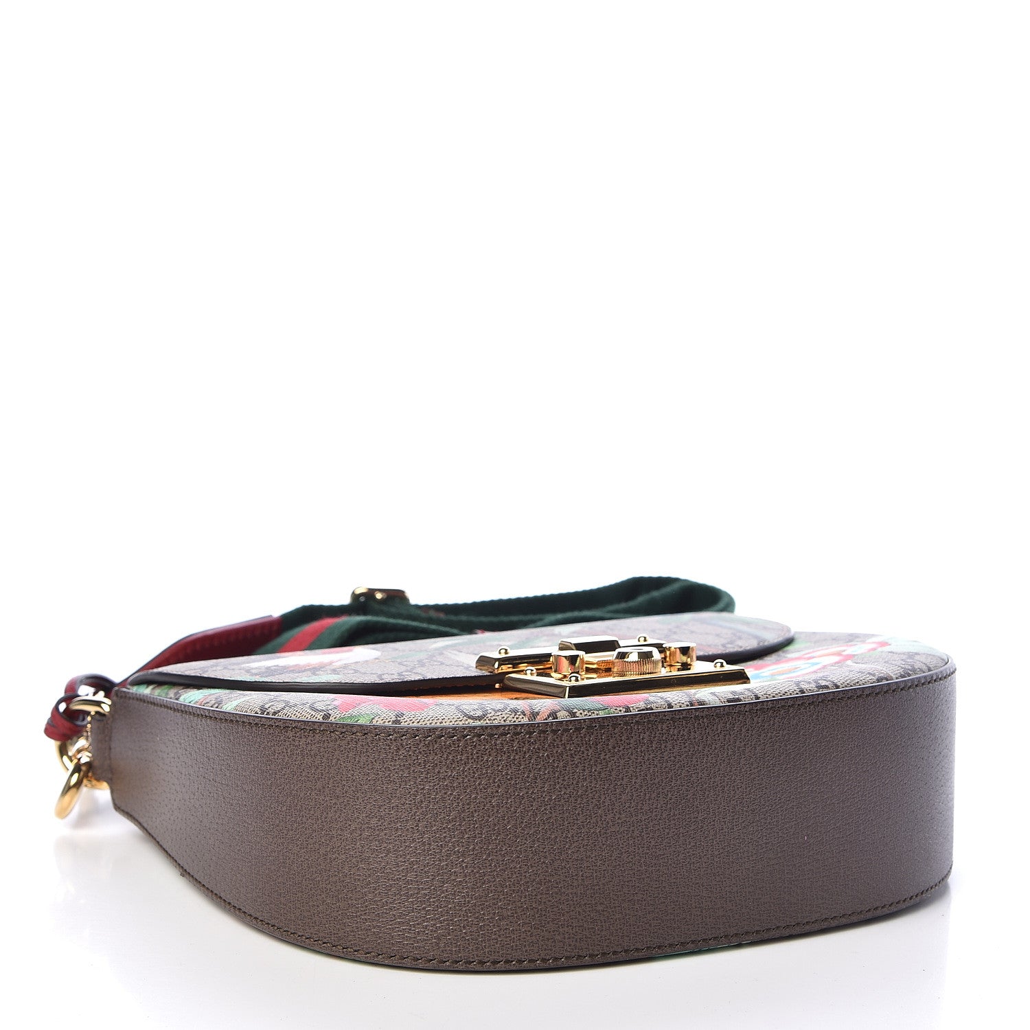 Gucci GG Supreme Monogram Tian Web Medium Padlock Messenger Shoulder Bag Beige Multicolor New Acero 4 of 9