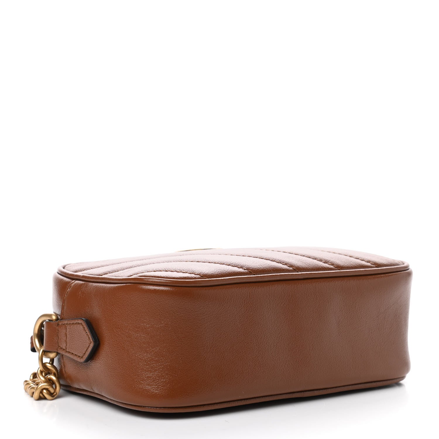 Gucci Glazed Calfskin Matelasse Diagonal Mini GG Marmont Chain Shoulder Bag Cuir 3 of 4