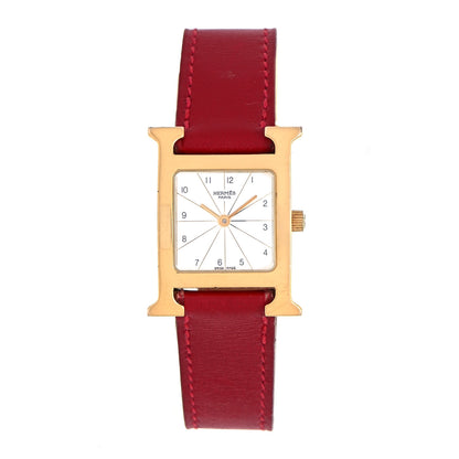 Hermes Stainless Steel Epsom 21mm Heure H Hour Quartz Watch Rouge 1 of 5