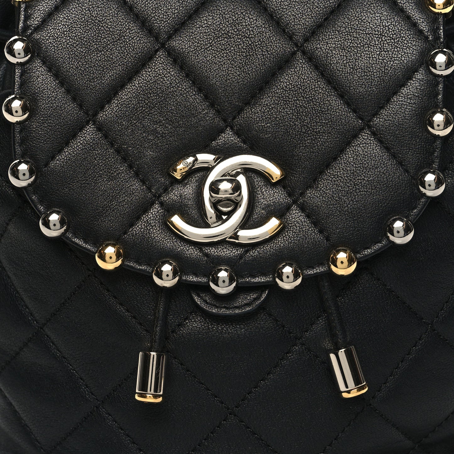 Lambskin Quilted Metallic Bubble Backpack Black