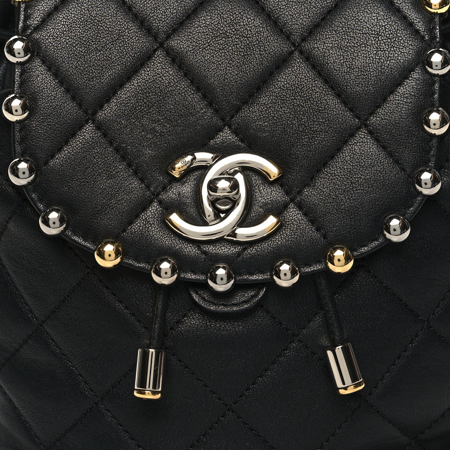 Chanel Lambskin Quilted Metallic Bubble Backpack Black 8 of 10