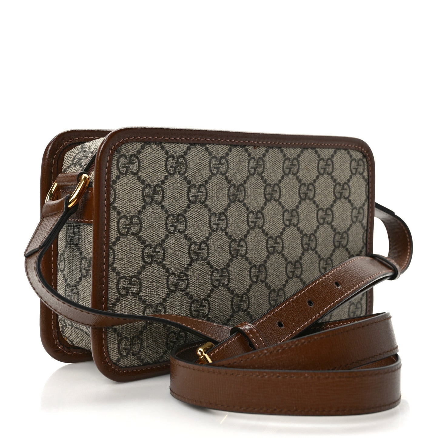 GG Supreme Monogram Azalea Calfskin Mini Retro Interlocking G Shoulder Bag Beige Ebony Brown Sugar