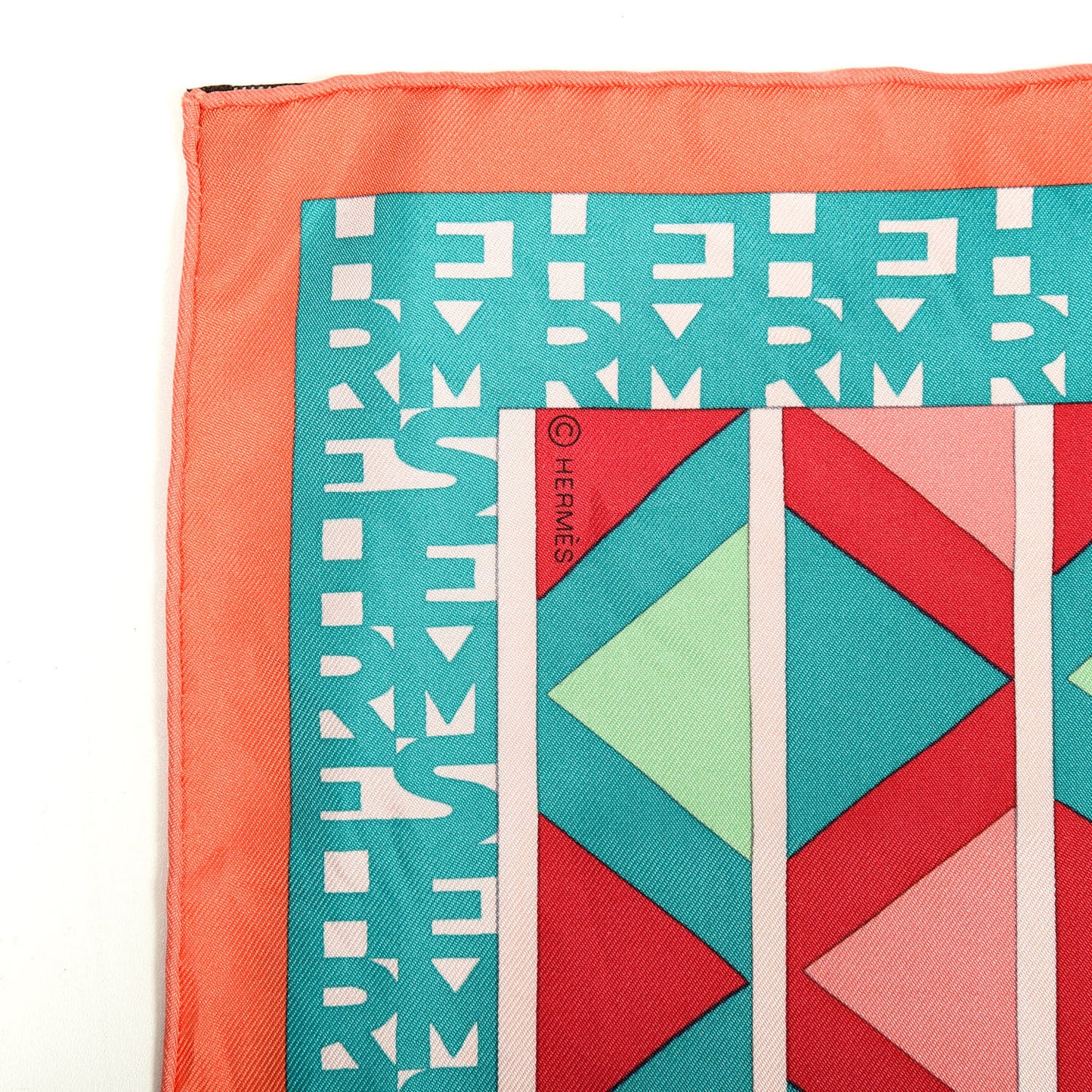 Silk Ex-Libris En Cravates 90 Scarf Saumon Turquoise Framboise