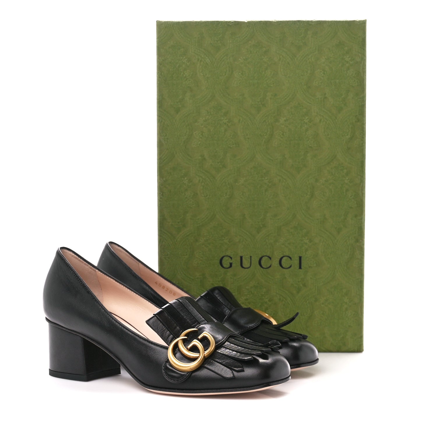 Malaga Kid GG Marmont Fringe 50mm Loafer Pumps 35.5 Black