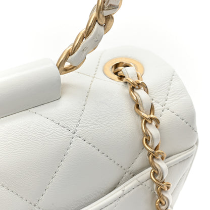 Chanel Lambskin Quilted Small Circular Handle Bag White 10 of 12